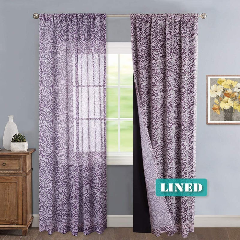 KGORGE 100% Blackout Curtains Liners - Sunlight Block Insulated Window Drapery Liner Thermal Insulation Drapes, Lining Easy Installation, Bonus Hooks Included (2 Pieces, 45" Wide by 77" Long, Black) - Image 2